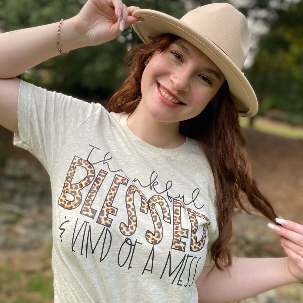 BELLA CANVAS Thankful Blessed & kind of a Mess Tee